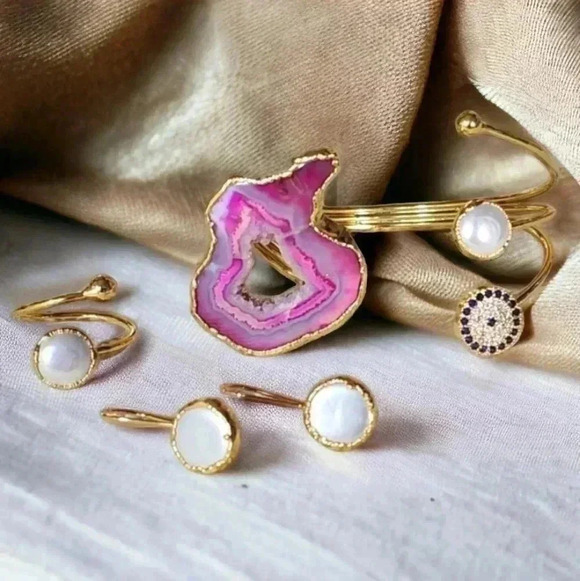 🆕️Turkish 18K Gold Plated Gemstone Artisanal 🫶 Fine Jewelry Set 💖 - Picture 8 of 10